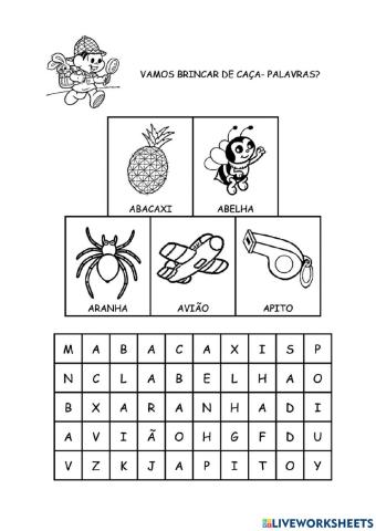 CAÇA PALAVRAS A e E