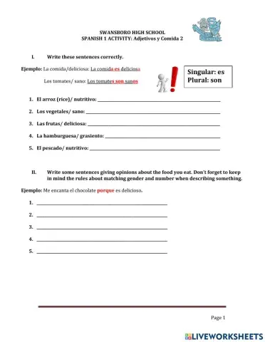 Adjetivos y comida 2