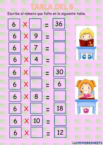 Tabla del 6