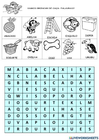 Caça palavras vogais