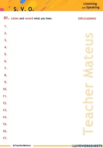 PRESENT SIMPLE - S.V.O. - Listening and Speaking