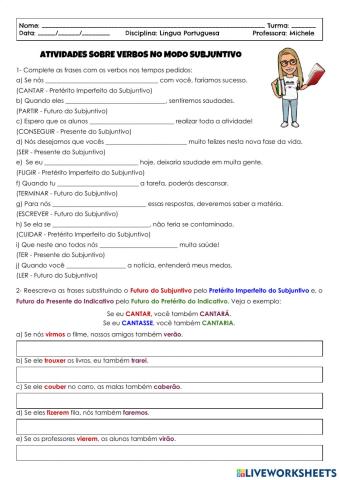 Verbos no Subjuntivo