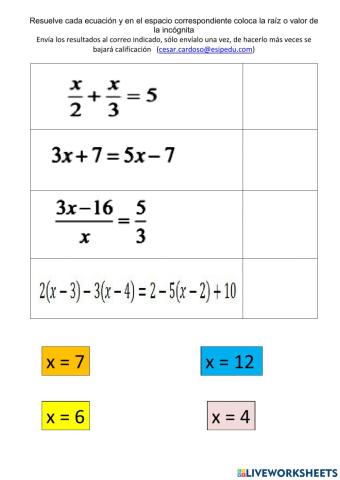 Resolución ecuac lineal con una incógnita sem 27