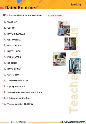 PRESENT SIMPLE - Daily Routine verbs - Speaking