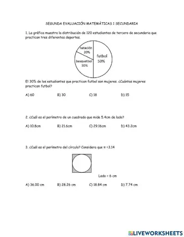 Segunda evaluación matemáticas 1
