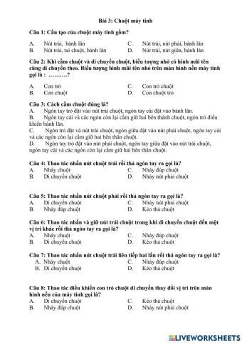 Bài 3:Chuọt may tinh