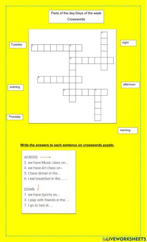 Parts of the day-Days of the week