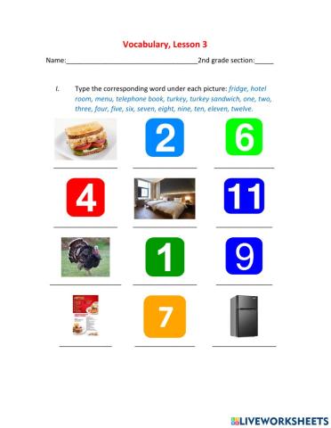 Vocabulary, lesson 3