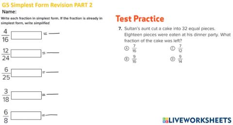 G5 Simplest Form Revision PART 2