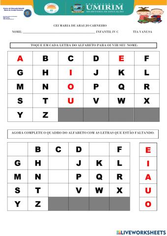 Conhecendo o alfabeto