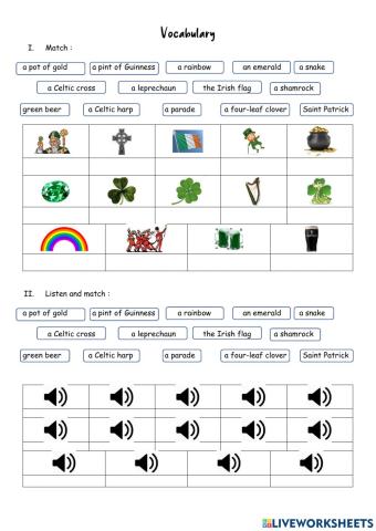 Saint Patrick's Day vocabulary