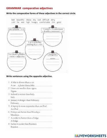 Grammar comparative adjectives
