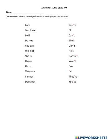 Contractions and Irregular Verbs