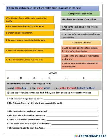 Comparative and superlative adjectives