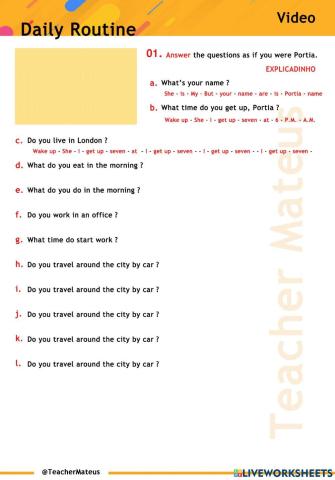 Present Simple - Video 1 - A1 - Daily Routine