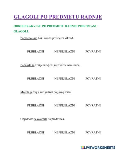 Glagoli po predmetu radnje - 6.
