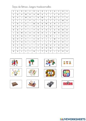 Sopa de letras juegos tradicionales