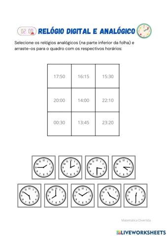 Relógio digital e analógico