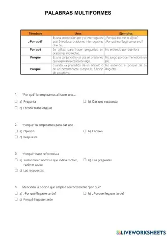 Palabras multiformes