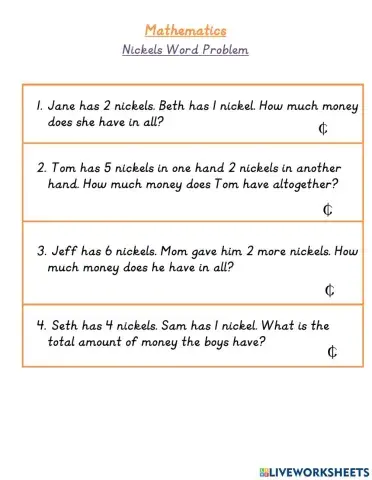 Nickel Word Problems