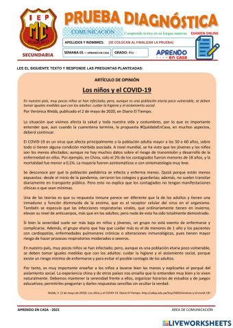 Prueba Diagnóstica 4to Sec - MC