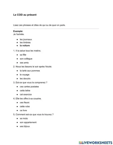 Le COD au présent