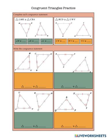 Congruent Triangles Practice