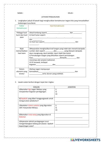 SEJARAH T3 Latihan Pengukuhan BAB 1