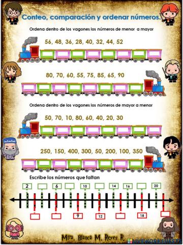 Conteo, comparación y ordenar números.