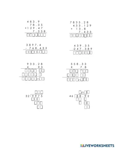 Operaciones básicas decimales