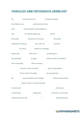 ORTOGRAFIA: Paraules semblants