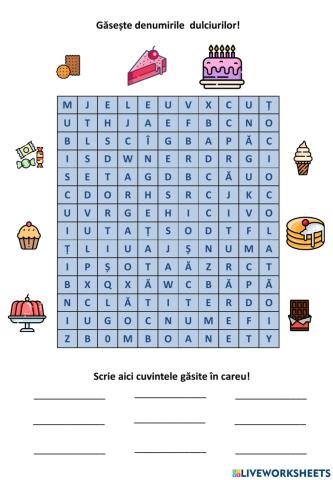 Careu de cuvinte - Dulciuri