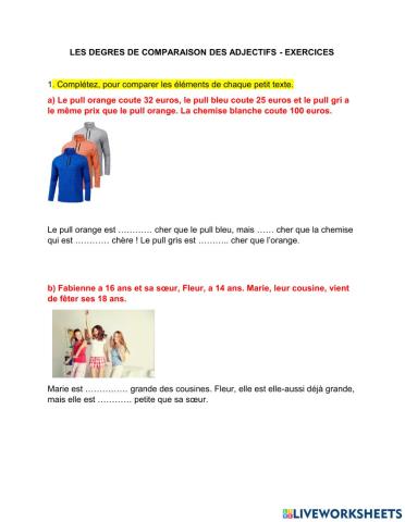 Degres de comparaison - adjectifs