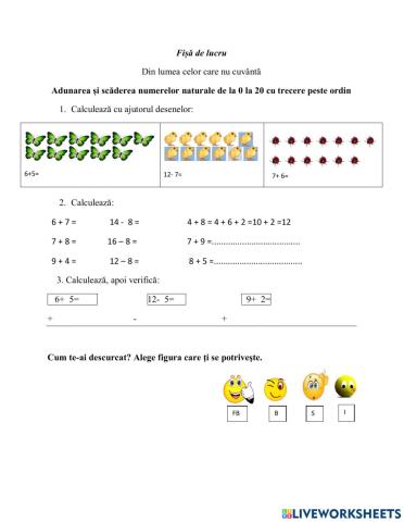 Adunarea și scăderea nr. naturale cu trecere peste ordin, 0-20