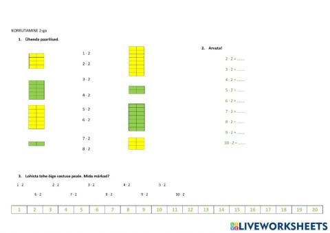 Korrutamine 2-ga. 2. klass