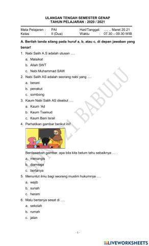 Uts pai kls 2 semester 2