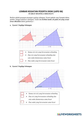 Syarat Segitiga Sebangun