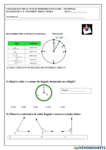 Classificação de ângulos