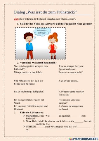 Dialog zum Thema -Essen-