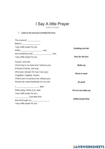 Song: I say little prayer