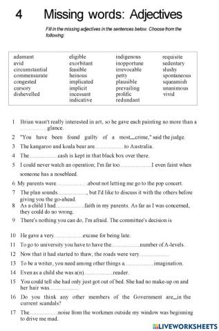Missing words-ADJECTIVES