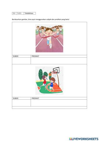 	5.2.1 Subjek Predikat ( PERMAINAN SUKAN)