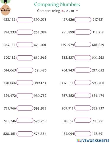 Comparing natural numbers