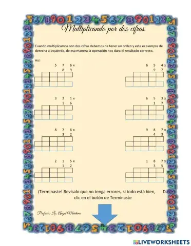 Multiplicación de dos cifras 2