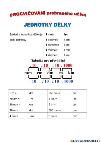 Převody jednotek, pořadí početních operací