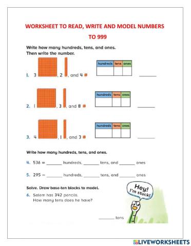 Hundreds, Tens and Ones