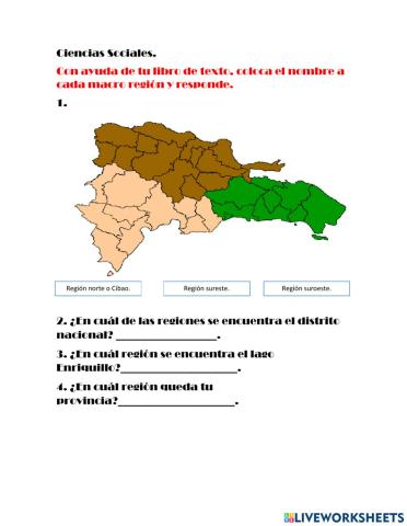 La regiones de RD.