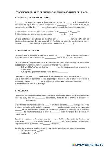 Condiciones de la red de distribución según ordenanza de la MCP 2ª parte