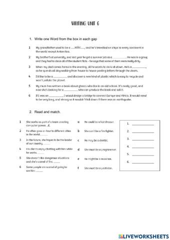 Writing unit 6 sexto