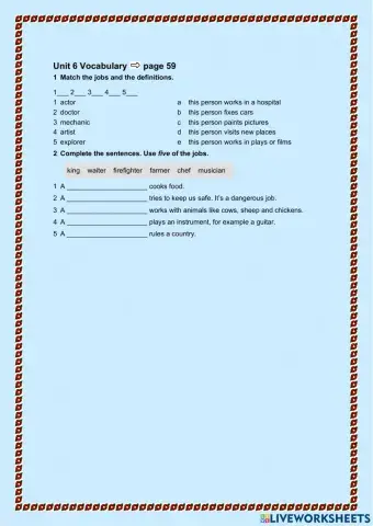 English Plus 1 Five minute test Unit 6 p.59